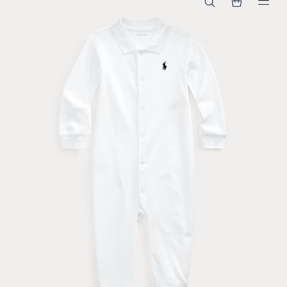 Ralph Lauren Cozy White Baby Onesie